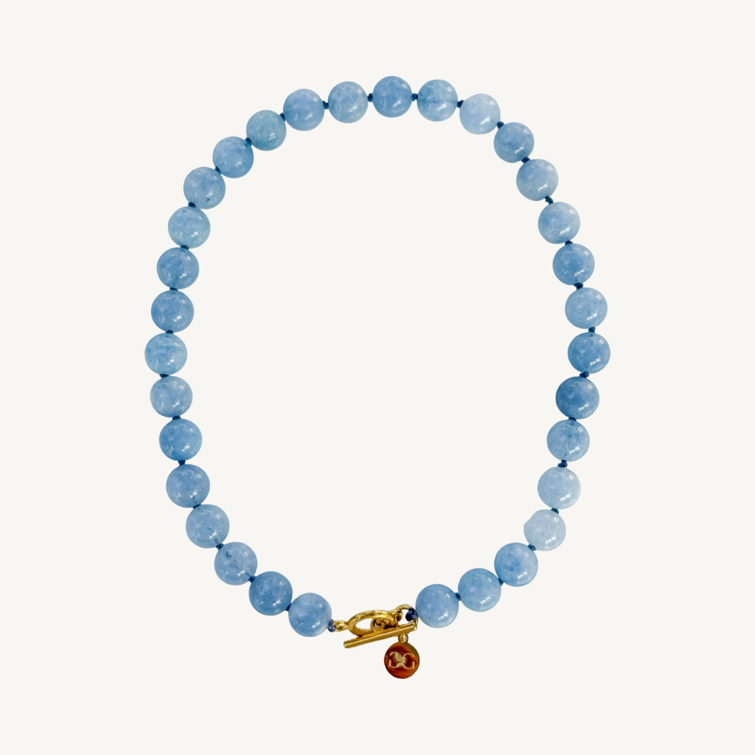 Blue Aquamarine Gemstone Knotted Necklace