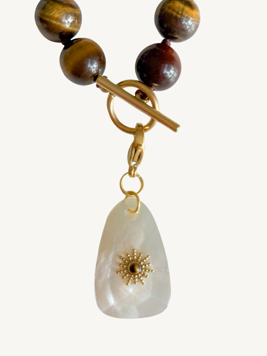 Mother of Pearl Pendant | Tiger Eye Starburst