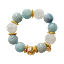Cargar imagen en el visor de la galería, Aquamarine and Daisy Ring Bracelet | 16mm
