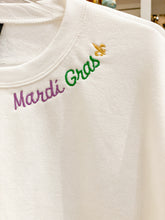 Load image into Gallery viewer, Mardi Gras Embroidered White Sweatshirt
