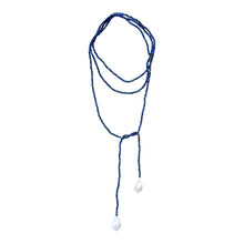 Load image into Gallery viewer, Isabella Semi-Precious Stone &amp; Baroque Pearl Wrap Necklace | Lapis Blue
