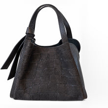Charger l'image dans la galerie, Elena Croc-Embossed Suede Handbag Bag | Espresso
