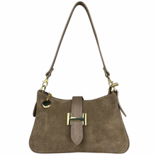 Load image into Gallery viewer, Honore Shoulder Suede H Handbag | Taupe
