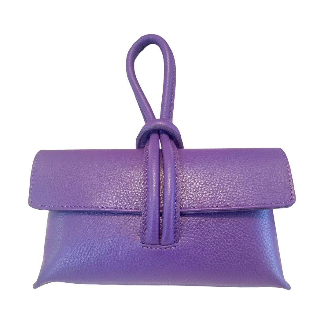 Wristlet Leather Handbag | Purple