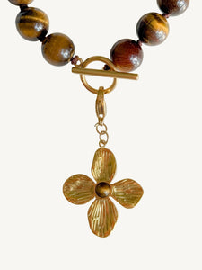 Lily Flower Pendant | Tiger Eye Stone