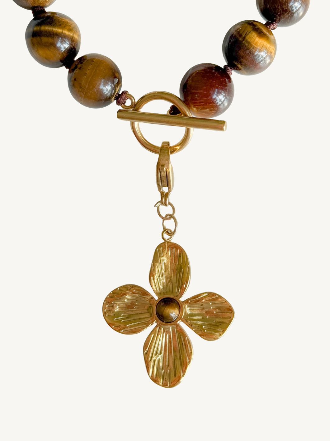 Lily Flower Pendant | Tiger Eye Stone