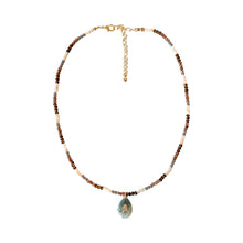Load image into Gallery viewer, Dainty beaded chain with tear-drop stone
