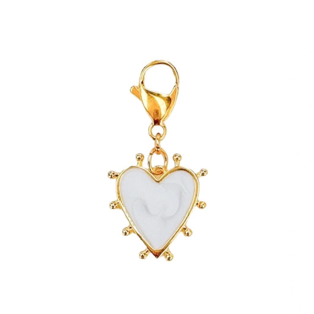 White Heart burst Charm Pendant
