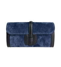 Load image into Gallery viewer, Romina Suede Clutch &amp; Crossbody Bag | Navy
