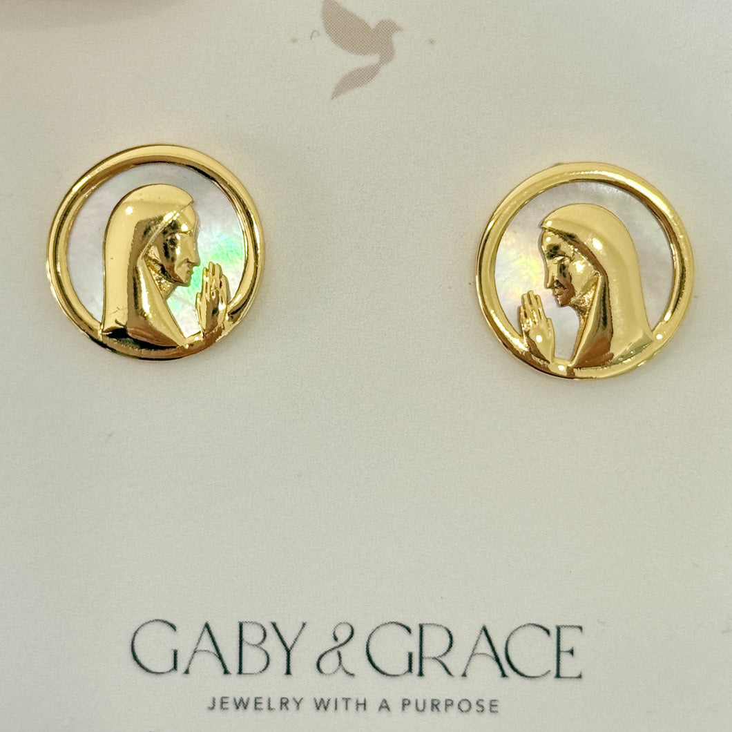 Virgin Mary Earrings | Mother of Pearl