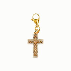 Pink Crystals Cross Charm Pendant