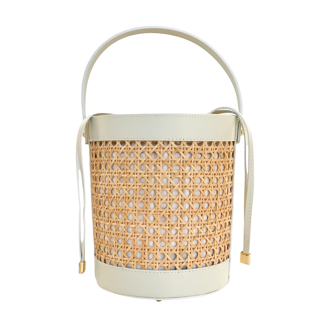 Monaco Rattan Bucket Handbag | Cane Ivory