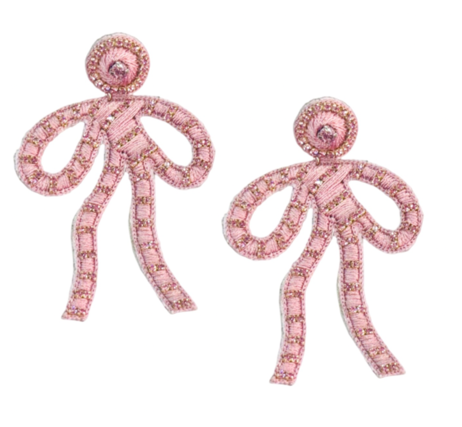 Coquette Embroidered Earrings | Pink Blush