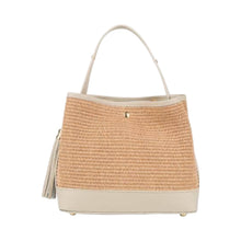 Cargar imagen en el visor de la galería, Adrianna Raffia and Leather Handbag | Ivory
