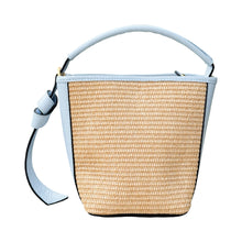 Load image into Gallery viewer, Julia Raffia and Leather Handbag | Light Blue
