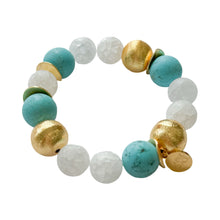 Load image into Gallery viewer, Rock Crystal &amp; Turquoise Bracelet | 14mm

