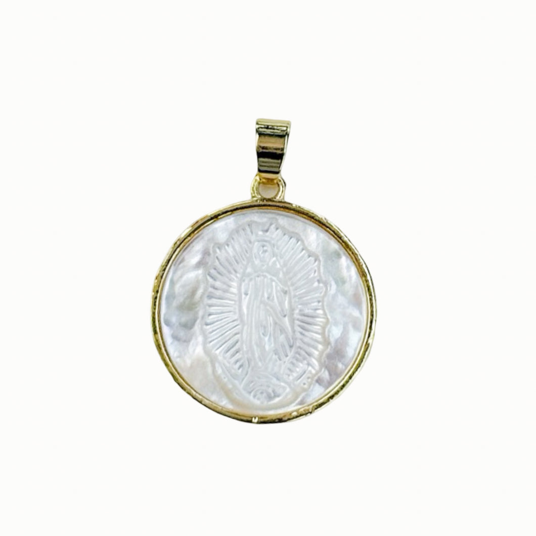 Mother of Pearl Virgin Mary Charm Pendant