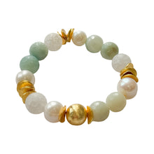 Load image into Gallery viewer, Amazonite and Fresh Water Pearls Bracelet | 12mm

