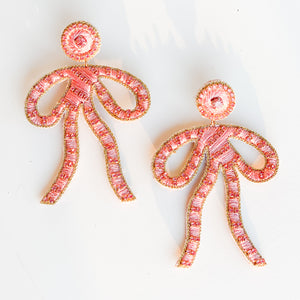 Coquette Embroidered Earrings | Pink Blush