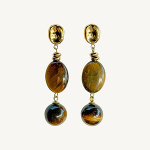 Cecilia Drop Tiger Eye Earrings