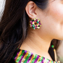 Load image into Gallery viewer, Mardi Gras Wreath Earrings
