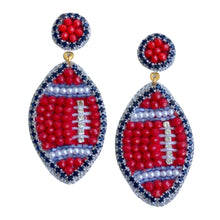 Charger l&#39;image dans la galerie, Boucles d’oreilles de football GameDay perlées rouges, blanches et bleues
