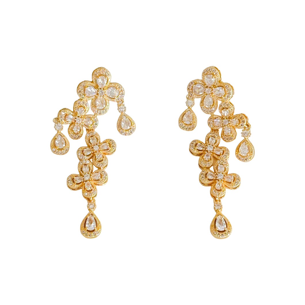 Amelia Crystal and Gold Drop Earrings