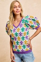Charger l'image dans la galerie, Fleur di Lis Sweater Puff Sleeve Top
