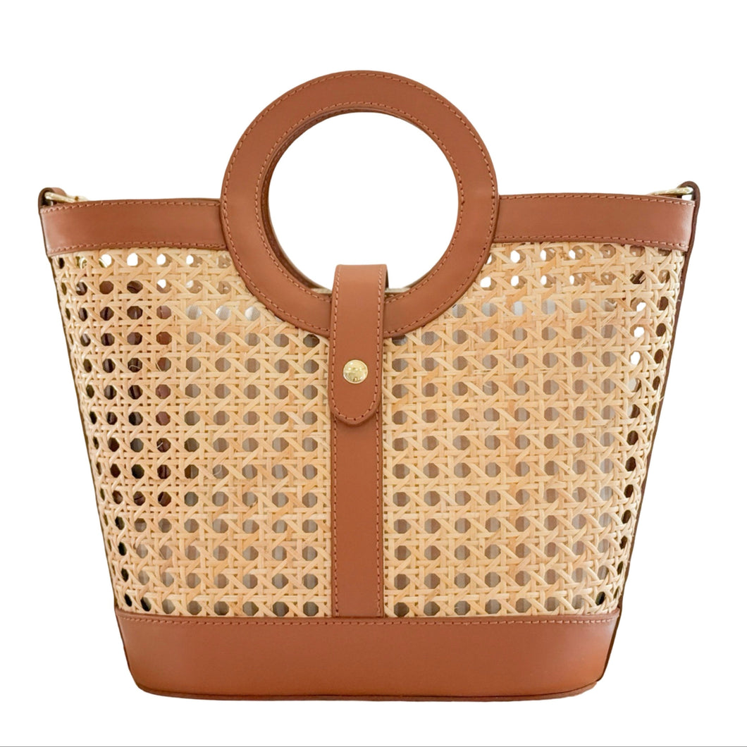 La Rochelle Cane Rattan Handbag | Chesnut