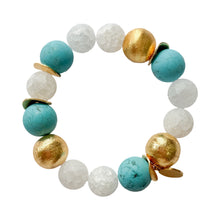 Load image into Gallery viewer, Rock Crystal &amp; Turquoise Bracelet | 14mm
