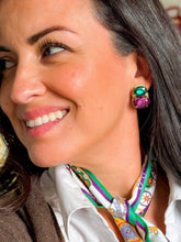 Load image into Gallery viewer, Clara Crystal Stud Earrings | Emerald &amp; Violet
