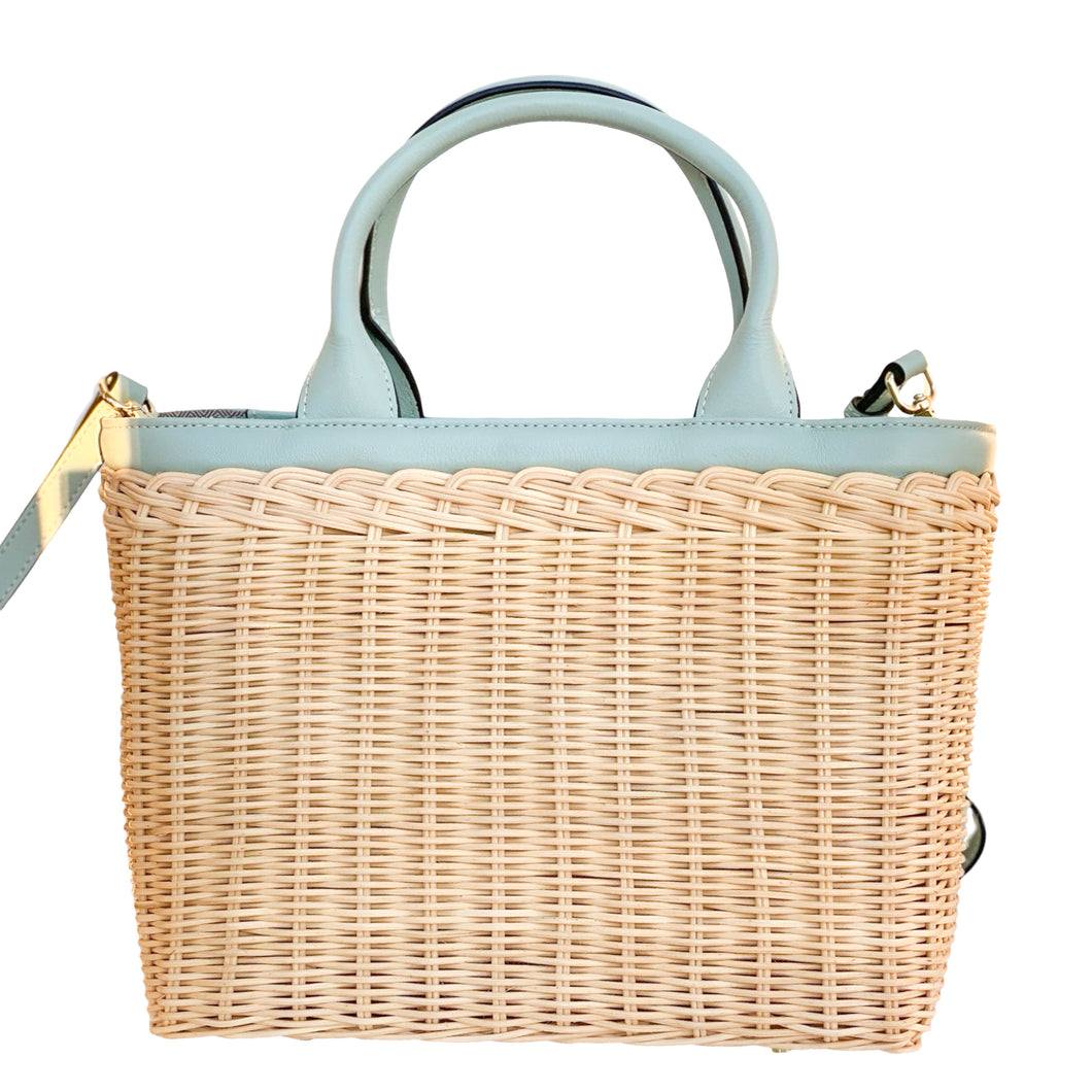 Charleston Rattan Handbag | Caribbean Blue