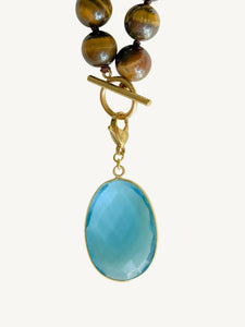 Oval Glass Stone Pendant | Blue