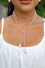 Load image into Gallery viewer, Isabella Semi-Precious Stone &amp; Baroque Pearl Wrap Necklace | Rose Quartz
