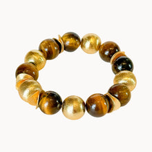 Load image into Gallery viewer, Tiger&#39;s Eye and Gold Bead Bracelet | 14mm
