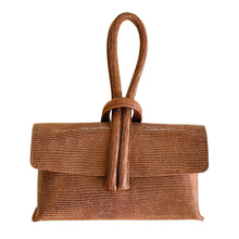 Load image into Gallery viewer, Wristlet Leather Handbag | Brown Snakeskin
