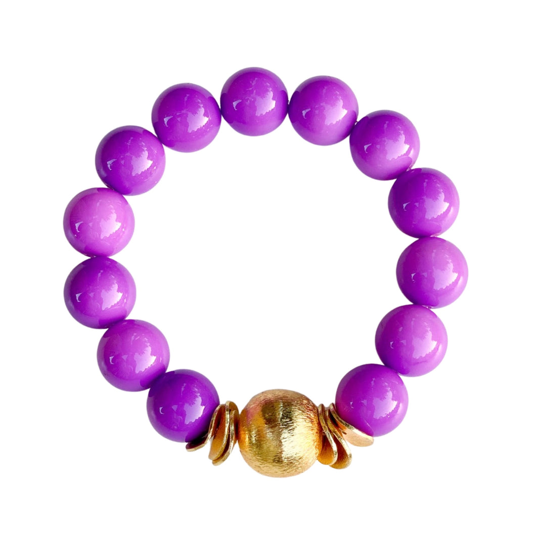 Bracelet Candace Perles de verre violettes | 12 mm et 14 mm