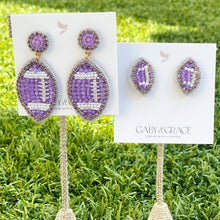 Load image into Gallery viewer, Purple/Lavender GameDay Football Dainty Stud Earrings

