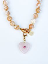 Load image into Gallery viewer, Pink Quartz and Centered Eye Puffy Charm Pendant
