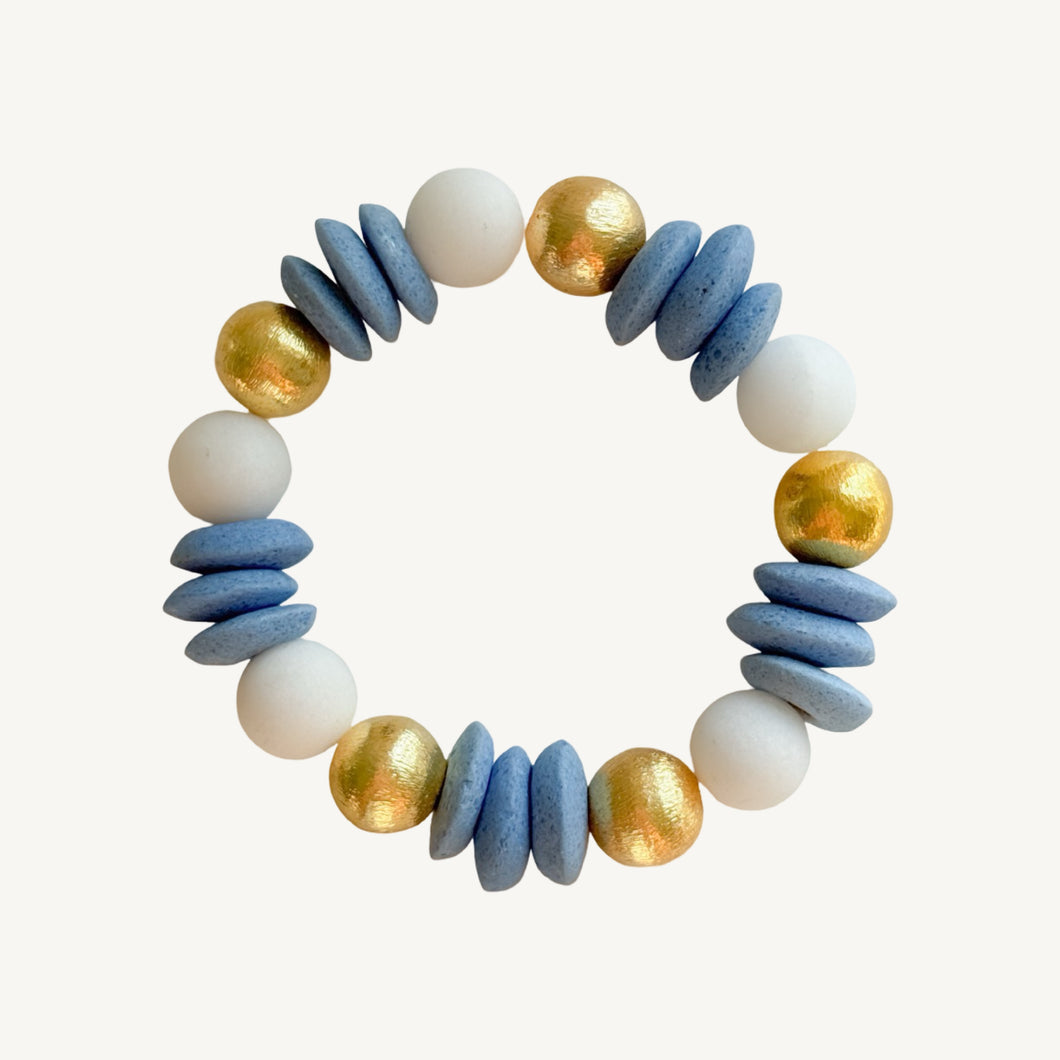 African Ashanti Blue Beads Bracelet | 12mm