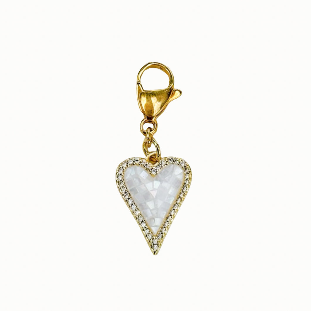 Mother of Pearl and Stones Heart Charm Pendant