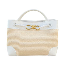 Load image into Gallery viewer, Venice Raffia &amp; Leather Handbag | Ivory
