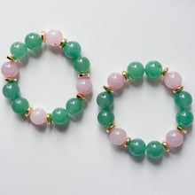 Cargar imagen en el visor de la galería, Green Aventurine and Pink Jade Bracelet
