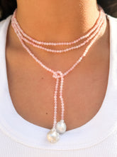 Load image into Gallery viewer, Isabella Semi-Precious Stone &amp; Baroque Pearl Wrap Necklace | Rose Quartz
