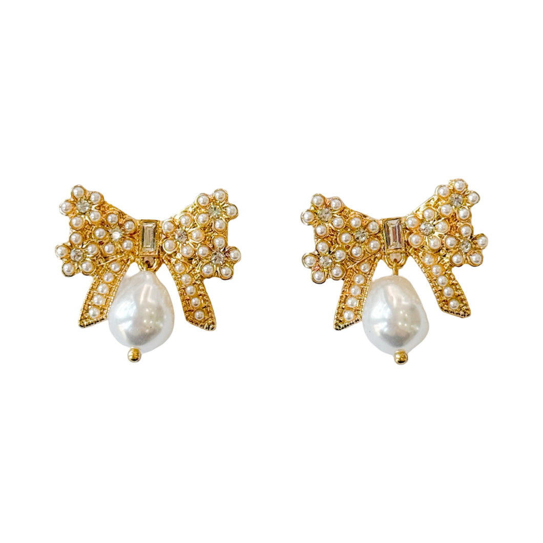 Karla Gold Metal Bow Stud Earrings
