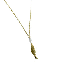 Load image into Gallery viewer, Gold Fish and Pearl Pendant Necklace
