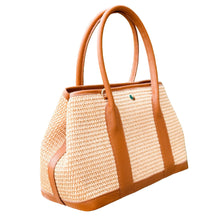 Cargar imagen en el visor de la galería, Amèlia Raffia and Leather Handbag | Brown
