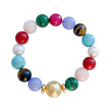 Load image into Gallery viewer, Multi Gemstone &amp; Freshwater Pearl Beaded Stretch Bracelet

