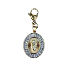 Cargar imagen en el visor de la galería, Virgin Mary - Virgen de Guadalupe Stones and Gold Oval  Charm Pendant
