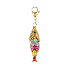 Load image into Gallery viewer, Multicolored Gold Fish Charm Pendant
